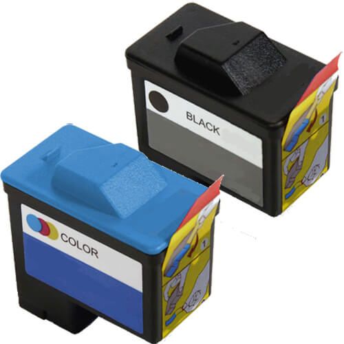Replacement Dell Series 1 Ink Cartridges 2-Pack: 1 T0529 Black and 1 T0530 Color