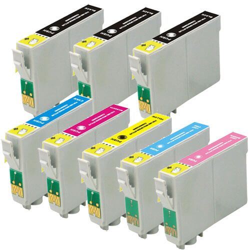 Remanufactured Epson 79 Ink Cartridges 8-Pack - T079 - High Capacity: 3 Black, 1 Cyan, 1 Magenta, 1 Yellow, 1 Light Cyan, 1 Light Magenta