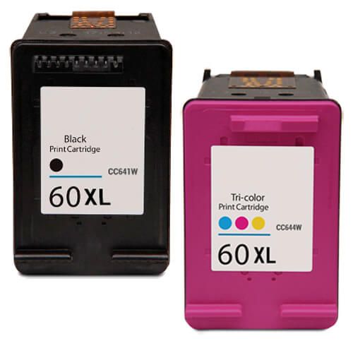 Replacement HP 60XL 2-Pack Ink Cartridges - High Yield: 1 Black, 1 Color