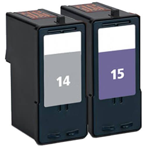 Replacement Lexmark 14 and 15 Ink Cartridges 2-Pack - 1 Lexmark 14 Black, 1 Lexmark 15 Color