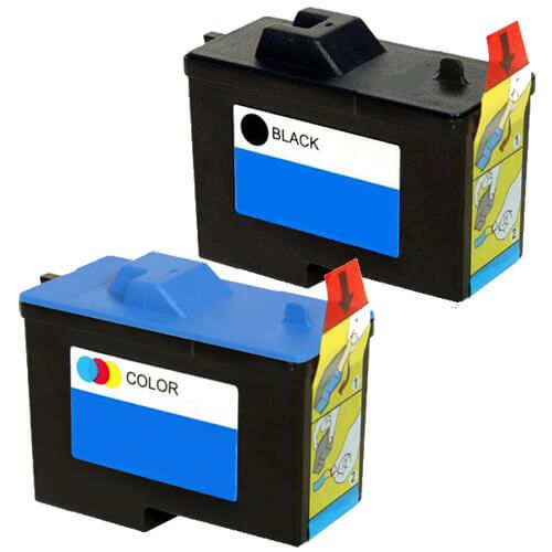 Replacement Dell 7Y743 & 7Y745 Series 2 Ink Cartridges 2-Pack: 1 7Y743 Black (X0502/310-35401) & 1 7Y745 Color (X0504/310-3541)