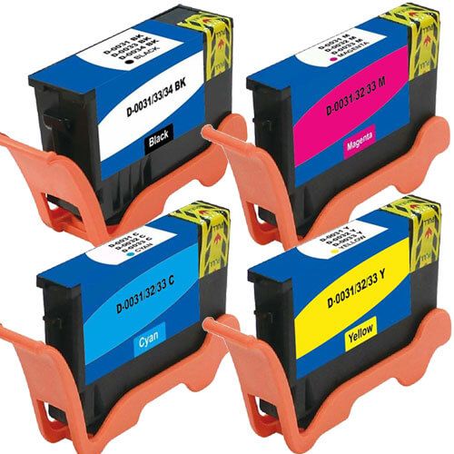 Compatible Dell Printer Ink Series 33 & 34 Combo Pack 4: Extra High Yield 1 x Dell 34 Black and 1 x Dell 33 Cyan, 1 x Magenta, 1 x Yellow