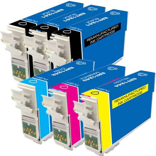 Remanufactured Epson 124 Ink Cartridges 6-Pack - T124 - Moderate Yield: 3 Black, 1 Cyan, 1 Magenta, 1 Yellow