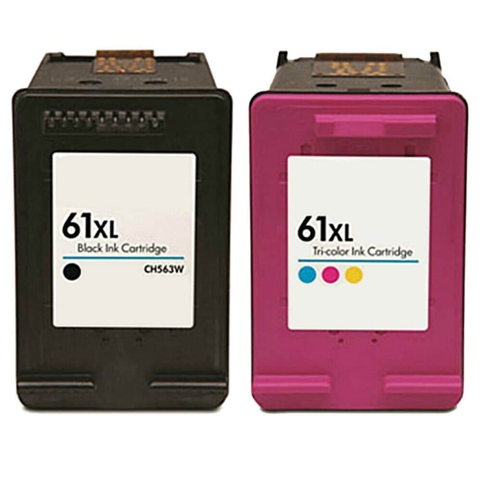 Replacement HP 61XL Black and Tri-color Ink Cartridges 2-Pack - High Yield: 1 Black, 1 Tri-color