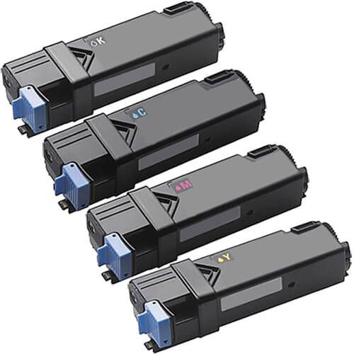 Replacement Dell 2150 Toner Cartridges - 4-Pack - High Yield: 1 Black, 1 Cyan, 1 Magenta, 1 Yellow