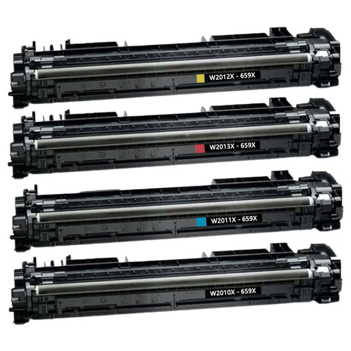 Replacement HP 659X Toner Cartridges Set Combo Pack of 4 - High Yield: 1 Black, 1 Cyan, 1 Magenta, 1 Yellow