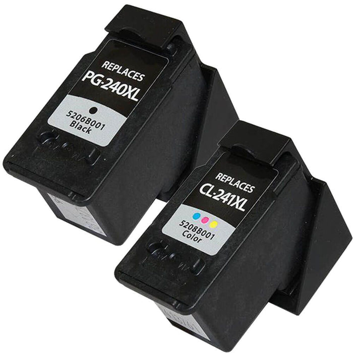 Replacement Canon 240 241 Ink Cartridges XL 2-Pack - High Yield: 1 PG-240XL Black, 1 CL-241XL Color