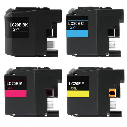 Compatible Brother Ink Cartridges LC20E XXL 4-Pack - Super High Yield: 1 Black, 1 Cyan, 1 Magenta, 1 Yellow - Overstock Ink