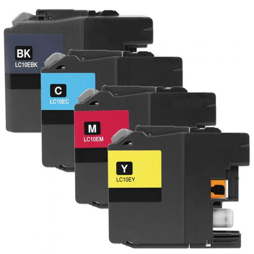 Compatible Brother LC10E Ink Cartridges XXL 4-Pack - Super High Yield: 1 Black, 1 Cyan, 1 Magenta, 1 Yellow - Overstock Ink