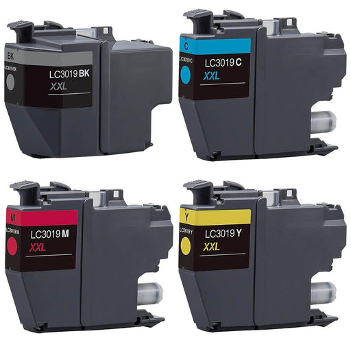 Compatible Brother LC3019 XXL Ink Cartridges 4-Pack - Super High Yield: 1 Black, 1 Cyan, 1 Magenta, 1 Yellow - Overstock Ink