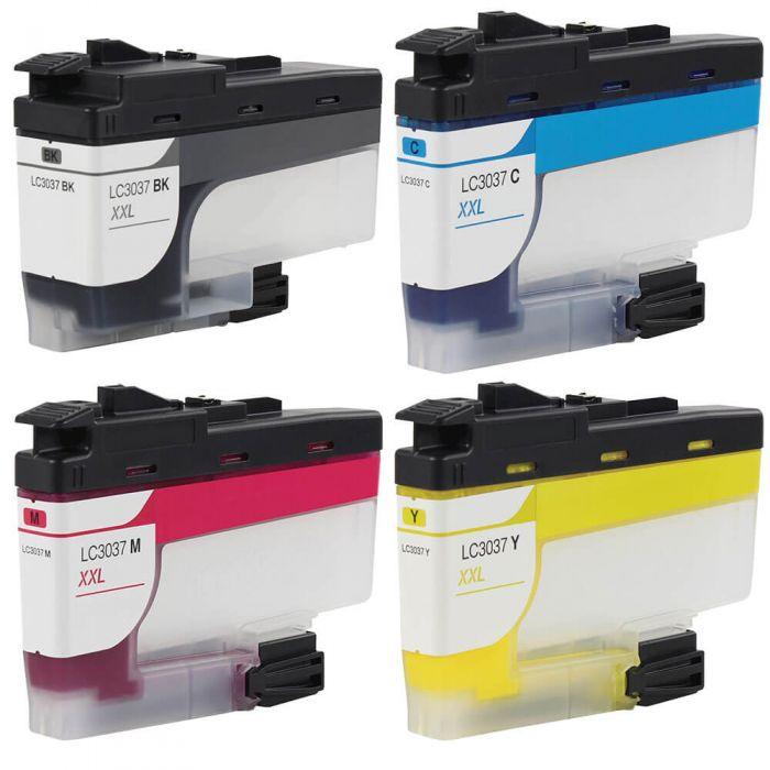 Compatible Brother LC3037 Combo Pack of 4 Ink Cartridges - Super High Yield: 1 Black, 1 Cyan, 1 Magenta, 1 Yellow - Overstock Ink