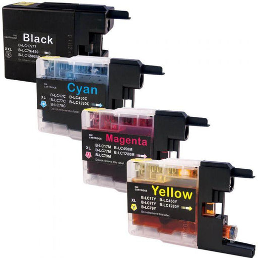 Compatible Brother LC79 XXL Ink Cartridges 4-Pack - Super High Yield: 1 Black, 1 Cyan, 1 Magenta, 1 Yellow - Overstock Ink