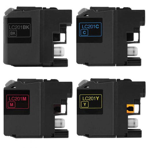 Compatible Brother Printer Ink LC201 Cartridges - 4-Pack: 1 Black, 1 Cyan, 1 Magenta, 1 Yellow - Overstock Ink
