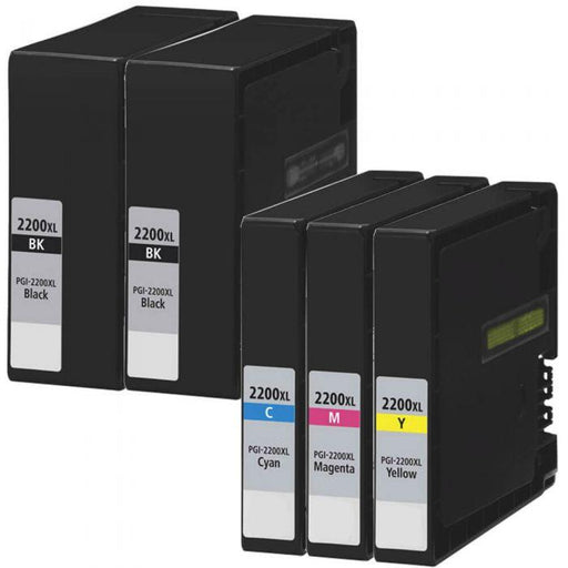 Compatible Canon 2200 Ink Cartridges XL 5-Pack - High Yield: 2 PGI-2200XL Black, 1 Cyan, 1 Magenta , 1 Yellow - Overstock Ink