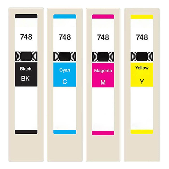 Remanufactured Epson 748 Ink Cartridges Combo Pack of 4 - T748 : 1 Black, 1 Cyan, 1 Magenta, 1 Yellow