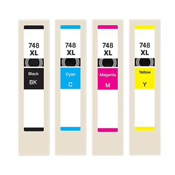 Remanufactured Epson 748XL Ink Cartridges Combo Pack of 4 - T748XL - High Capacity : 1 Black, 1 Cyan, 1 Magenta, 1 Yellow