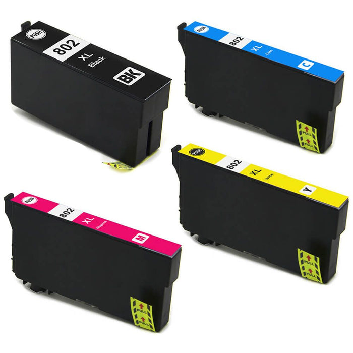 Remanufactured Epson 802XL Combo Pack of 4 Ink Cartridges - High Yield: 1 Black, 1 Cyan, 1 Magenta and 1 Yellow