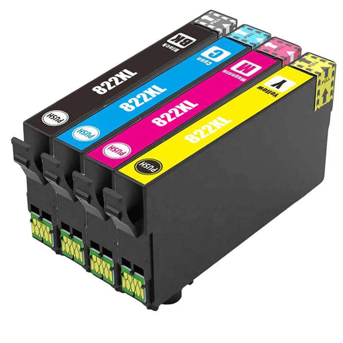 Remanufactured Epson 822XL Ink Cartridges Combo Pack of 4 - High Capacity: 1 Black, 1 Cyan, 1 Magenta, 1 Yellow