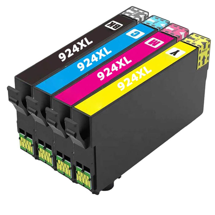 Remanufactured Epson 924XL Ink Cartridges Combo Pack of 4 - High Capacity: 1 Black, 1 Cyan, 1 Magenta, 1 Yellow