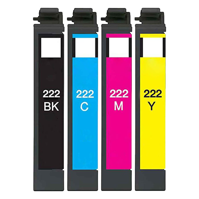 Remanufactured Epson Claria 222 Ink Cartridges Combo Pack of 4: 1 Black, 1 Cyan, 1 Magenta, 1 Yellow