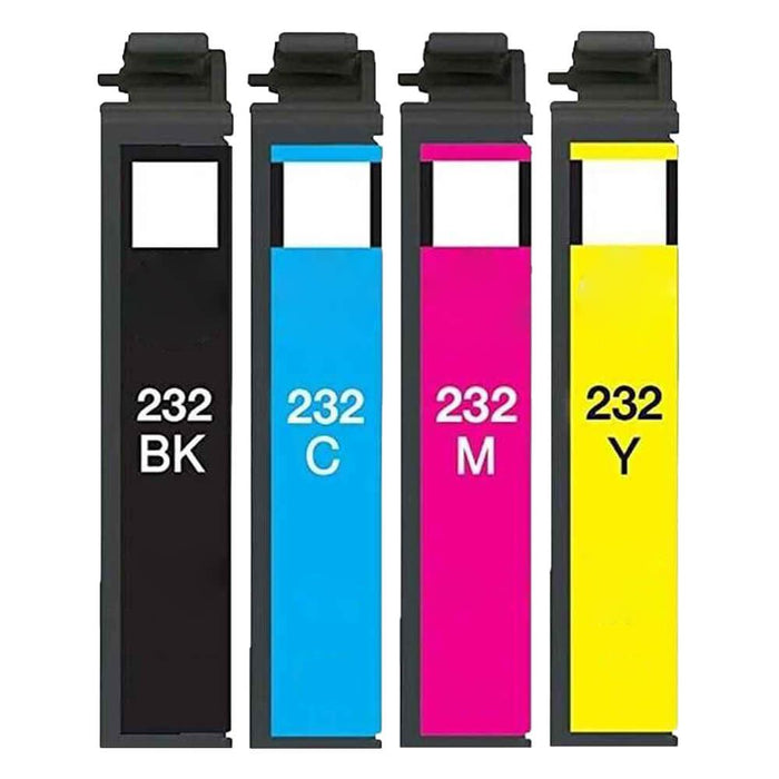 Remanufactured Epson Claria 232 Ink Cartridges Combo Pack of 4: 1 Black, 1 Cyan, 1 Magenta, 1 Yellow