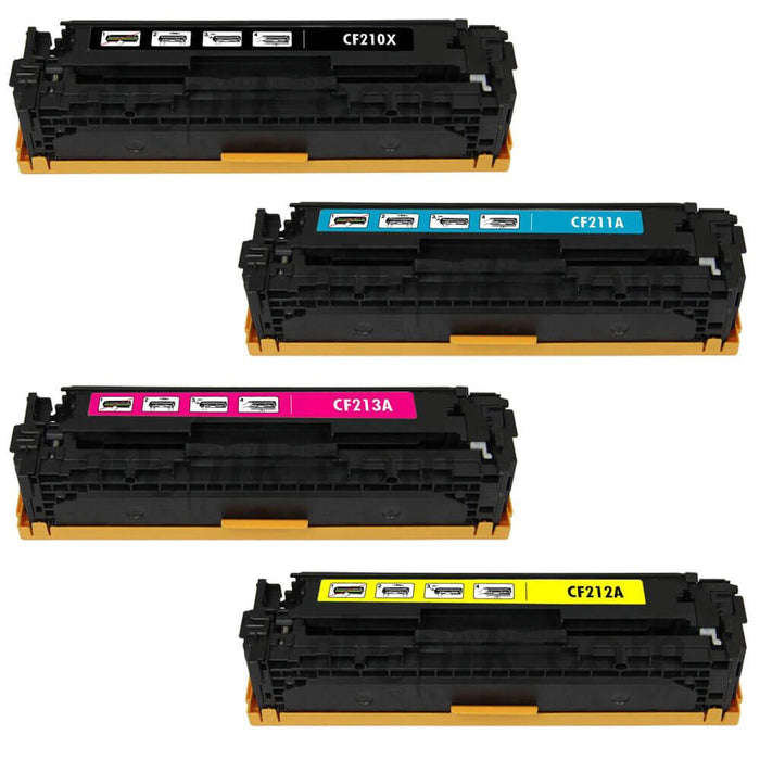 Replacement HP 131X Toner Cartridge and HP 131A Set of 4-Pack: 1 x 131X Black High Yield and 1 x 131A Cyan, 1 Magenta, 1 Yellow