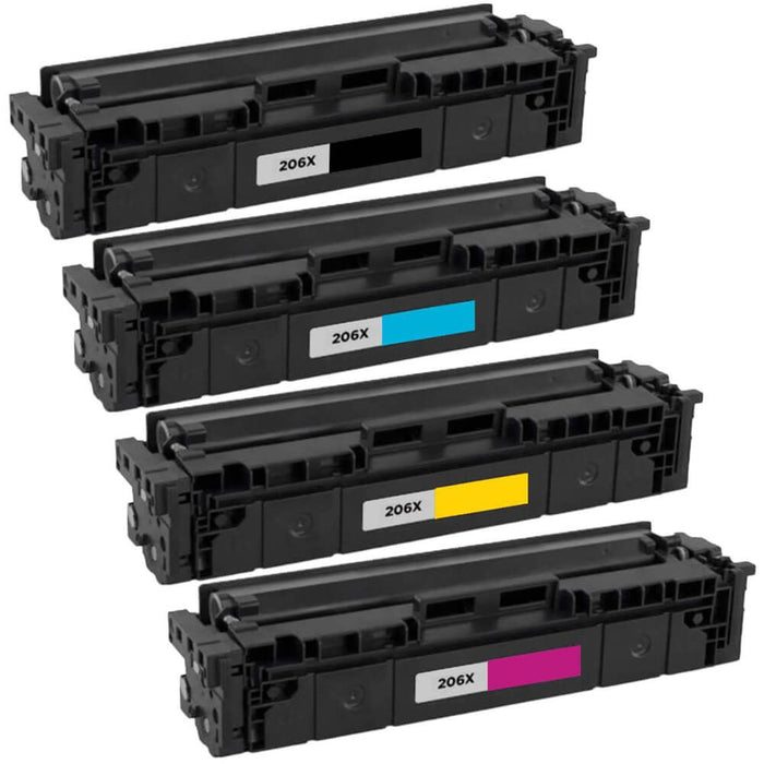 Replacement HP 206X Toner Set of 4 - High Yield: 1 Black, 1 Cyan, 1 Magenta, 1 Yellow