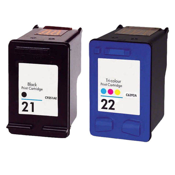 Replacement HP 21 22 Combo Pack 2 Ink Cartridges: 1 Black and 1 Color