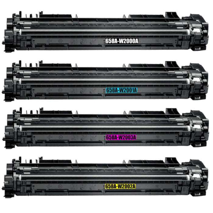 Replacement HP 658A Toner Cartridges 4-Pack: 1 Black, 1 Cyan, 1 Magenta and 1 Yellow