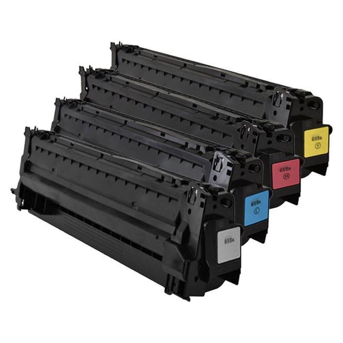 Replacement HP 659A Toner Cartridges Set Combo Pack of 4: 1 Black, 1 Cyan, 1 Magenta, 1 Yellow