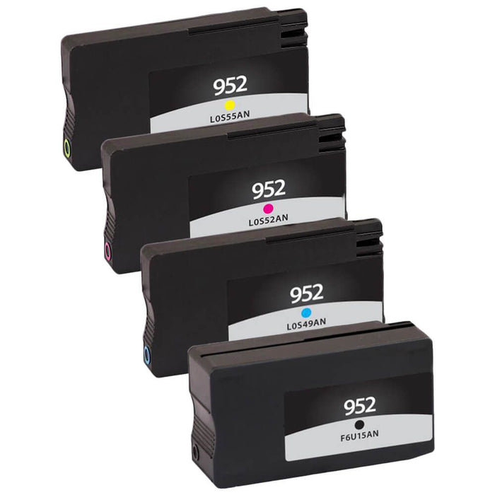 Replacement HP 952 Ink 4-Pack Cartridges - 1 Black, 1 Cyan, 1 Magenta, 1 Yellow