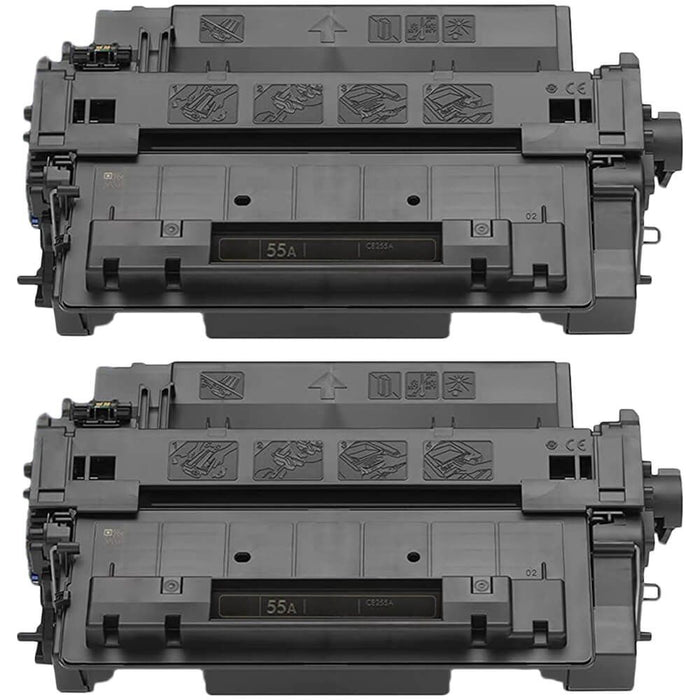 Replacement HP CE255A Toner Cartridges - HP 55A Black - 2-Pack