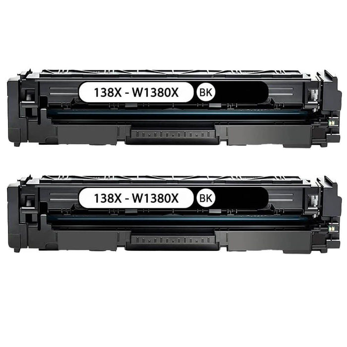 Replacement HP W1380X Toner Cartridges 2-Pack - 138X Black - High Yield