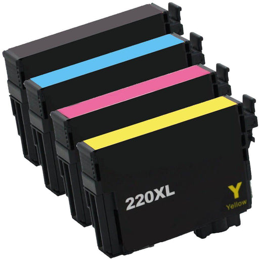 Remanufactured Epson 220 Ink Cartridges XL 4-Pack - Epson 220XL/T220XL - High Capacity: 1 Black, 1 Cyan, 1 Magenta, 1 Yellow - Overstock Ink