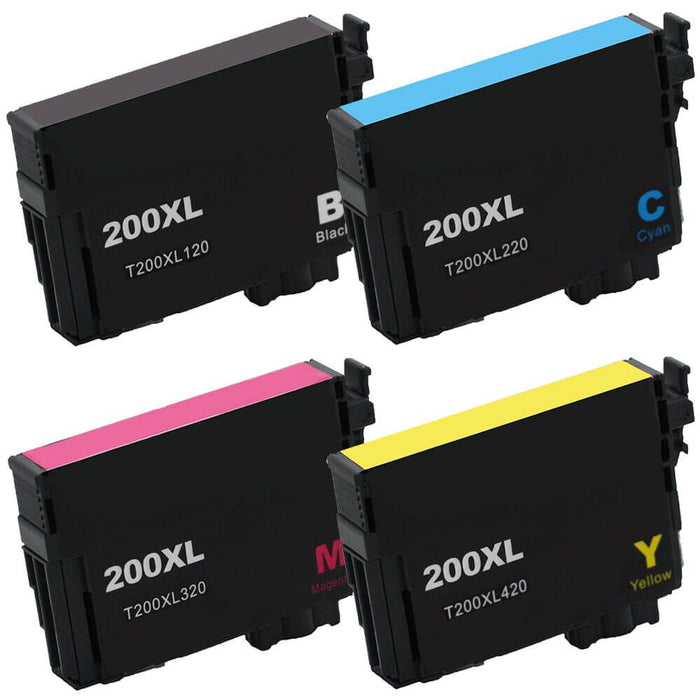 Remanufactured Epson 200XL Combo Pack of 4 Ink Cartridges - High Yield: 1 Black, 1 Cyan, 1 Magenta & 1 Yellow