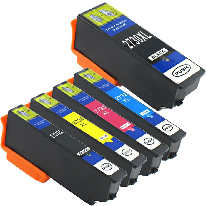 Remanufactured Epson 273XL Combo Pack 5 Ink Cartridges - T273XL - High Yield: 1 Black, 1 Photo Black, 1 Cyan, 1 Magenta, 1 Yellow