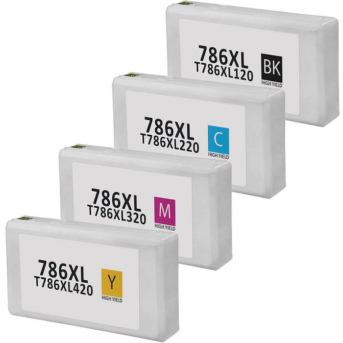 Remanufactured Epson 786XL Ink Cartridges Combo Pack 4 - T786XL High Yield: 1 Black, 1 Cyan, 1 Magenta, 1 Yellow