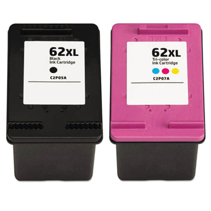 Replacement HP 62XL Ink Combo Pack of 2 Cartridges - High Yield: 1 Black and 1 Tricolor