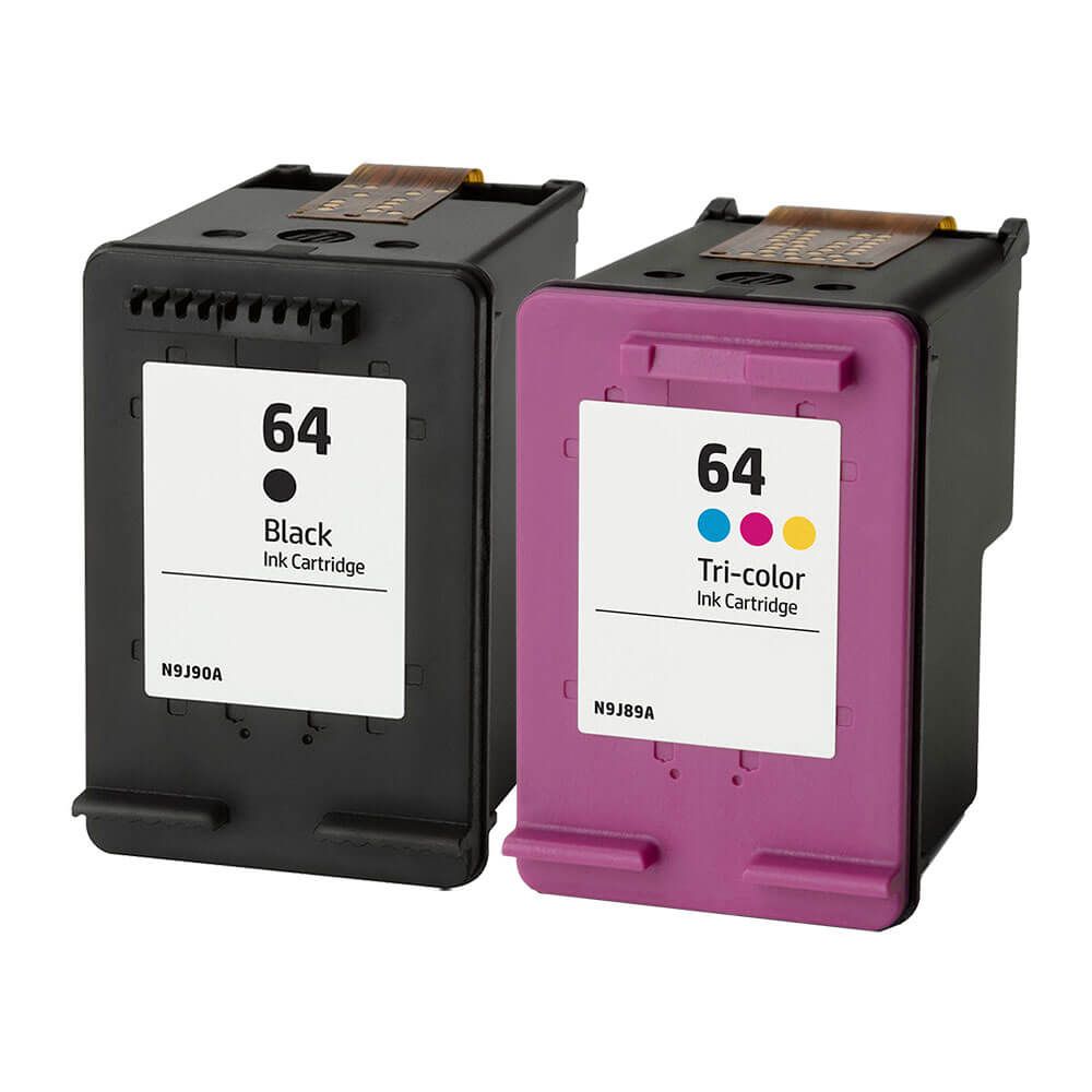 Replacement HP 64 Combo Pack of 2 Ink Cartridges - 1 N9J90AN Black & 1 ...