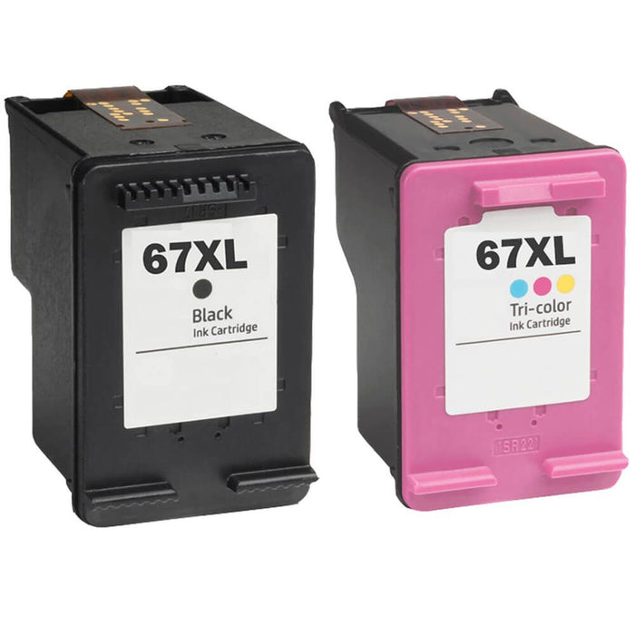 Replacement HP 67 XL Ink Cartridges 2-Pack - High Yield: 1 Black & 1 Tri-color