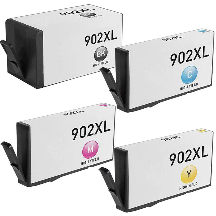 Replacement HP 902XL Ink 4-Pack Cartridges - High Yield: 1 Black, 1 Cyan, 1 Mageta, 1 Yellow