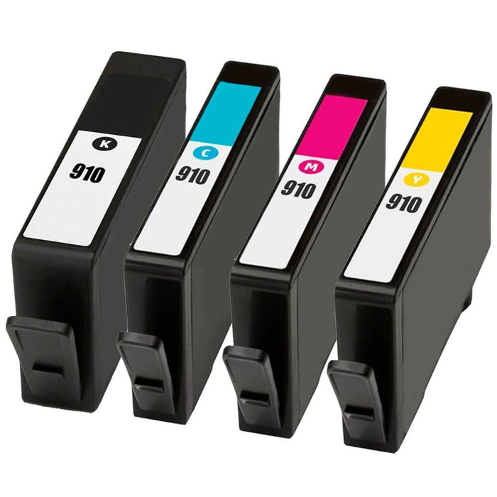 Replacement HP 910 Ink Cartridges Combo Pack of 4: 1 Black, 1 Cyan, 1 Magenta, 1 Yellow