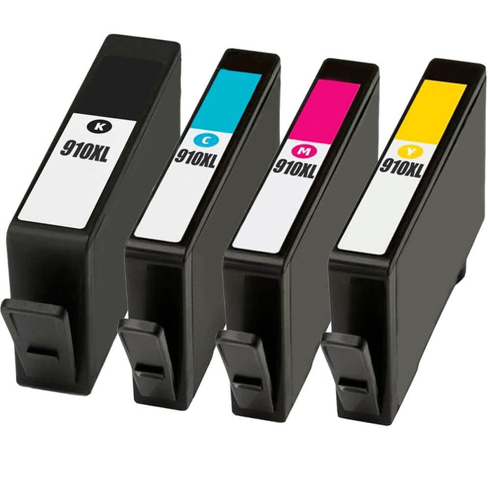 Replacement HP 910XL Ink 4-Pack Cartridges - High Yield: 1 Black, 1 Cyan, 1 Magenta, and 1 Yellow