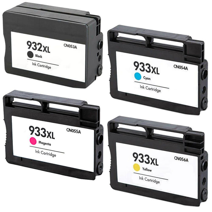 Replacement HP 932XL Ink Cartridge & HP 933 XL 4-Pack - High Yield: 1 x 932XL Black and 1 x 933XL Cyan, 1 Magenta, 1 Yellow