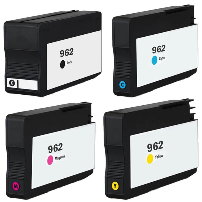 Replacement HP 962 Ink 4-Pack Cartridges: 1 Black, 1 Cyan, 1 Magenta, 1 Yellow