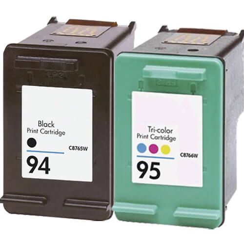 Replacement HP 94 95 Ink Cartridge Combo Pack of 2 - 1 x 94 Black, 1 x 95 Tri-color