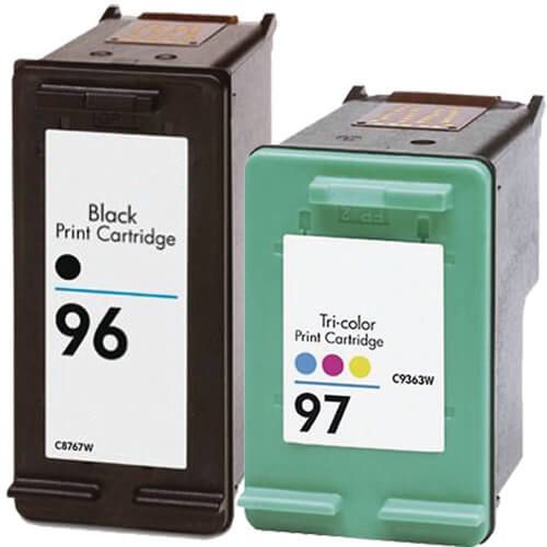 Replacement HP Printer Ink 96 97 Cartridges 2-Pack - 1 x 96 Black and 1 x 97 Tri-color