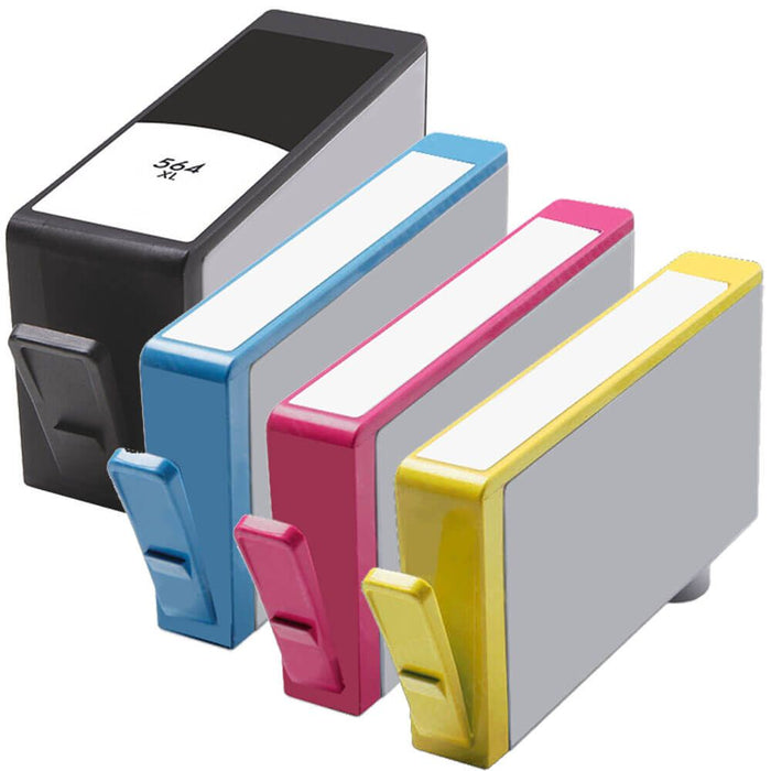 Replacement HP 564XL Combo Pack Of 4 Ink Cartridges - High Yield: 1 Black, 1 Cyan, 1 Magenta and 1 Yellow