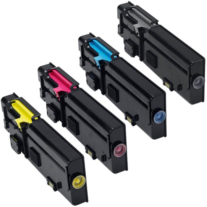 Replacement Dell 2660 Toner Cartridges - 2665/C2665dnf/469-5243 4-Pack: 1 Extra High Yield Black and 1 High Yield Cyan, 1 Magenta, 1 Yellow
