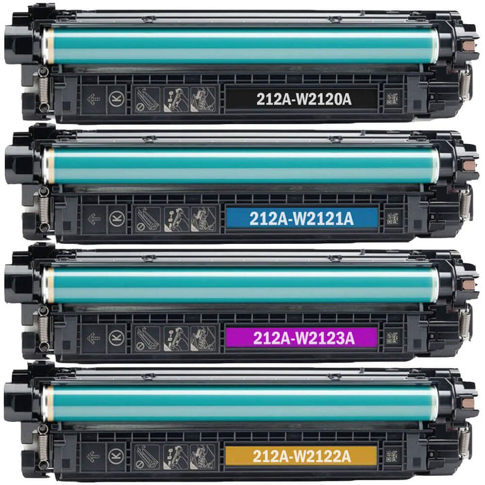 Replacement HP W2120A W2121A W2122A W2123A Toner Cartridges 4-Pack - HP 212A: 1 Black, 1 Cyan, 1 Magenta & 1 Yellow